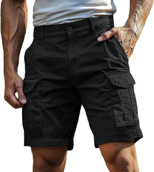 Pantalones cortos de hombre Cargo Bermudas para trabajo, deportes y senderismo - Verano Casuales con Bolsillos Multiples S-4XL