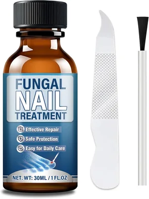 Tratamiento Líquido para Uñas con Hongos Bellifluous, Set con Cepillo y Lija para Uñas Espesas y Amarillentas