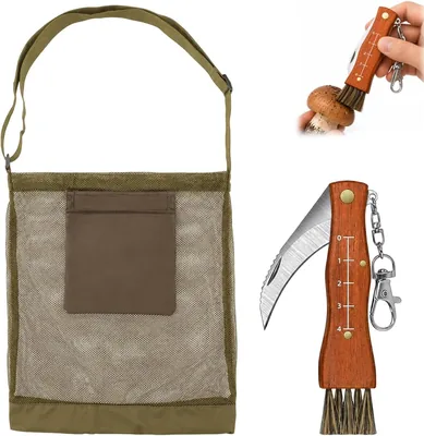 UWJOWP Borsa per la Caccia ai Funghi con Coltello in Acciaio Inox