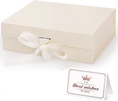 Caja de Regalo Hianjoo, 26x19x8 cm, Beige, Cajas Plegables con Tapa y Cinta