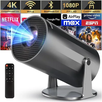 Proyector 4K Portátil Mini con Android, 200 ANSI, WiFi 6 y BT 5.4, Auto Keystone, Panta - 15% de Descuento