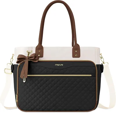MOSISO Teacher Bags for Women, 15.6 inch PU Leather Tote Bag
