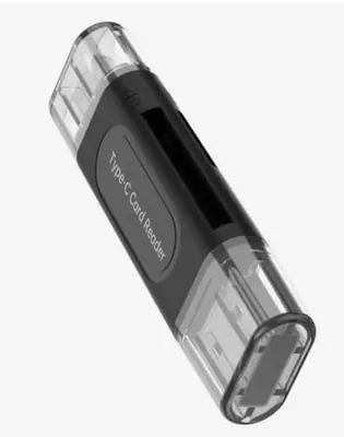 SD Kartläsare USB 2.0 Type-C 4 i 1, Schwarz | Multifunktionell, Externa lagring, för Mini SD, TF och Memory Stick