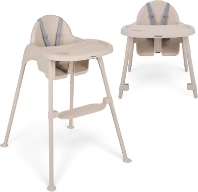 KikkaBoo OATY Silla Alta Convertible para Bebés, hasta 15 kg y 3 años, Doble Portavelas con Portavasos, Arnés de 5 Puntos