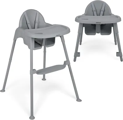 KikkaBoo OATY 2 en 1 Sillas Alta para Bebés, Convertible hasta 15 kg y 3 años, Doble Portavelas con Soporte para Taza, Arnes de 5 Puntos