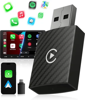 Adaptador WityEye CarPlay Inalámbrico y Android Auto 2 en 1 | Conexión Estable Bluetooth V5.3, Wi-Fi 6 de Alta Velocidad, USB A