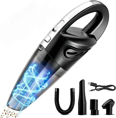 Aspiradora de Mano Inalámbrica 6000PA, 120W para Coche, Negro | Aspiradora Portátil Seco y Húmedo con Filtro Lavable