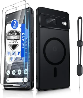 Etui magnetyczne Dizn dla Google Pixel 7, 6,3 cala (2022) - 2 szkła ochronne, matowe, półprzezroczyste