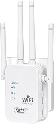 Kraftfull 1200Mbps WiFi-tryckare, Dualband WiFi-amplifikator | 5 GHz / 2.4 GHz 4 Antennor, Ethernet-anslutning