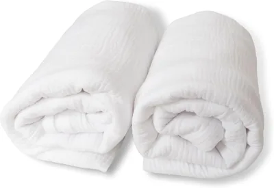 Lote de 2 Bajeras Muselina Algodón Orgánico para Cuna | 60x120, 70x140 cm, 80x130 | Mini-cuna 80x50 y Capazo/Coche 80x40