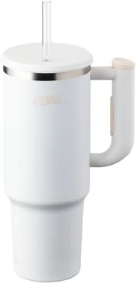アトラス AQST-1150SWH ストロー付きタンブラー 45.2fl oz (1,150ml) 水ボトル 冷保温 大容量 スチール製