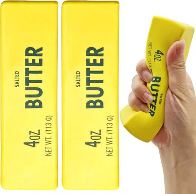 Pack mit 2 Butterstangen-Squeeze-Spielzeugen, Squishy Butter, Langsam steigender Butterform-Sensorikspielzeug für Stressabbau, Squishy Cube, ID