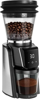 مطحنة قهوة إلكترونية Brutelle V60، 34 درجة طحن، مطحنة أسطوانية مضادة للتيار الكهربائي، مناسبة للقهوة التركية