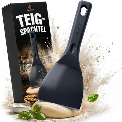 Flammtal - Flexibler Teigspachtel für Pizza mit Antihaftbeschichtung [10 cm] - Spülmaschinenfest - Lebensmittelecht und hygienisch