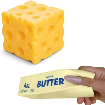 Butter Squishy Cheese Toy, 2 Soft Sensory Fidgets - 17% Off
