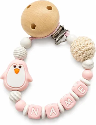 Schnullerkettenwelt Babyschnuller-Kette personalisiert mit Name - Geschenk für Geburt, Taufe & Baby-Dusche für Mädchen & Jungen - Si