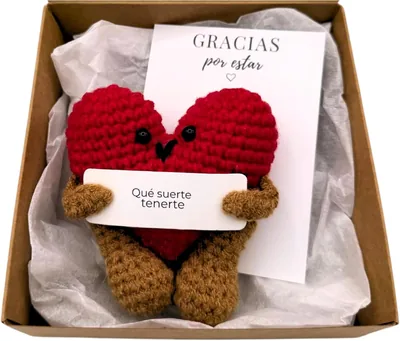 Kiwilima KL Original: Regalo Personalizado con Corazón Crochetado y Mensaje Positivo