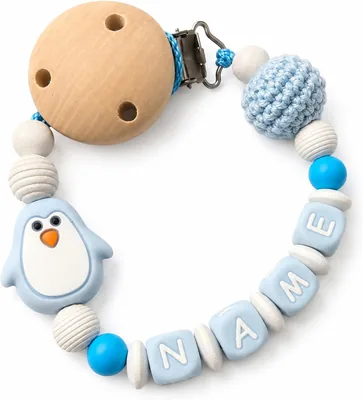 Schnullerkettenwelt Dummykette Personalisiert mit Name - Geschenk für Neugeborene, Taufe & Baby-Duschen für Mädchen & Jungen - Si
