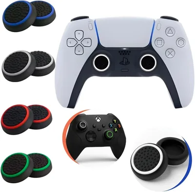 Kit 10 Grips Protetores de Borracha Silicone para Botão de Controle Gamer - Compatível com PS4 e PS5