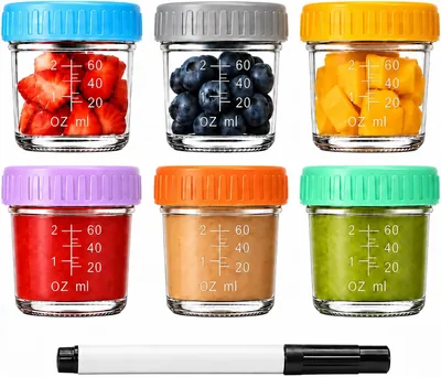 SYDALARAW 6-Pack Glass Baby Food Jars