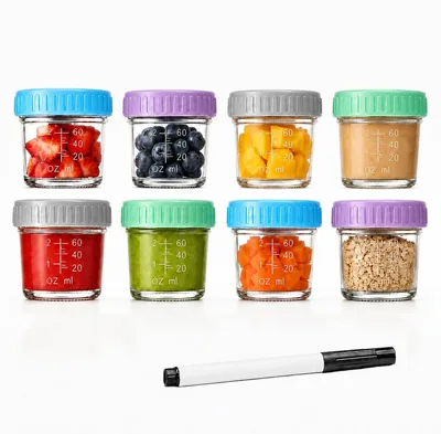 SYDALARAW Baby Food Jars 8 Pack 4oz Glass