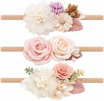 Baby Girl Flower Headbands Set Elastic Bow Hair Band