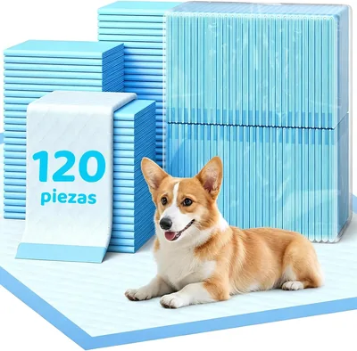 120 Almohadillas de Entrenamiento para Perros con Tapete Anti-Fuga de 6 Capas