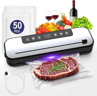 Ofrdncy Vacuum Sealer Machine 75KPa Food with Digital Timer & Built-in Cutter, 50 Bags, Automatic Fo Best Deal