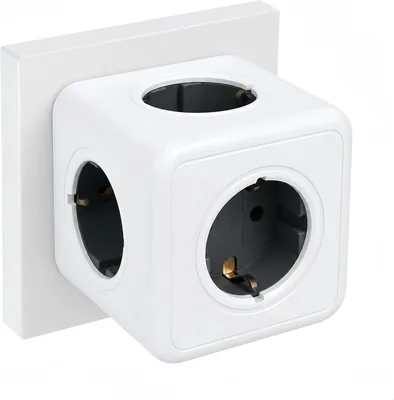 Weißer Kubus-Stromkabel 5 Steckdosen 3680W 16A | Kompakter 5-in-1 Kubussteckdose für Zuhause, Büro und Reisen