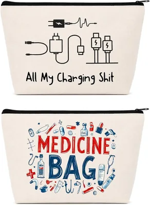 Dooaqiin Travel Pouches 2 Pack - Cable & Medicine Bag