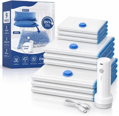 ESTABOSE 9 Pack Vacuum Storage Bags with USB Pump