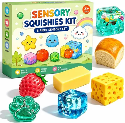 SLEEPHEAD 8-Piece Squishy Fun Box Set: Slow-Return Squishies for Relief & Relaxation