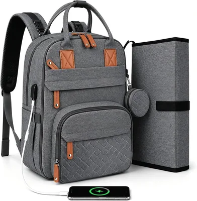 Pañaleras Multifuncionales para Bebé, Bolsa Impermeable para Pañales de Gran Capacidad con Cambiador Plegable