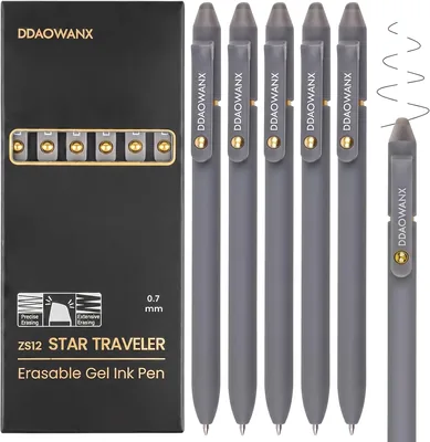 Ddaowanx 6 Pcs Erasable Pens Retractable Gel Black Ink 0.7mm