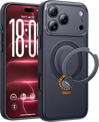 Funda para iPhone 18 Pro MAX con Soporte Magnético 360°, Negra