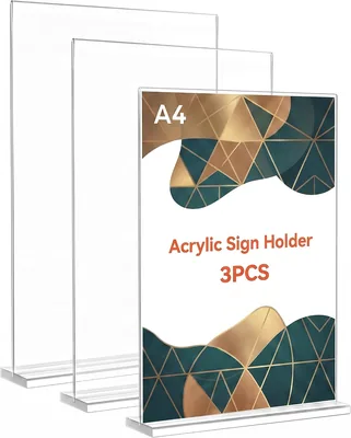 JQCHIH Acrylic Sign Holder T-Shape A4 (3) Best Deal