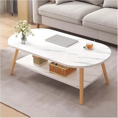 MOTIM Table with Open Shelving for Storage and Display, 2 Tier Sofa Coffee Table