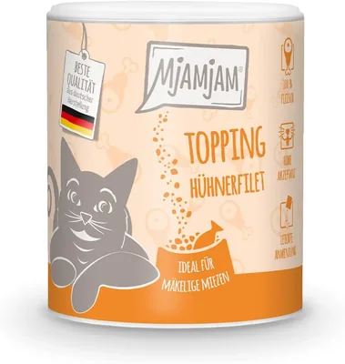 MjAMjAM - Premium-Katzenfutter-Topping - Hühnerfilet, Packung mit 1 (1 x 60 g) | 100 % gefrorene Filets als Leckerei für Nassfutter