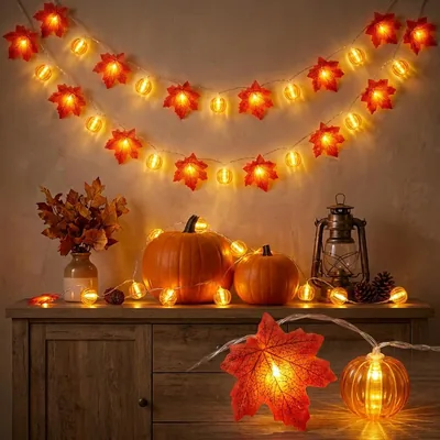 Herbst-Feenlichter, 4 m 30 LED Herbst-Feenlichter mit Timer, 8 Modi | Batteriebetrieben, Herbstdekoration für Innenräume