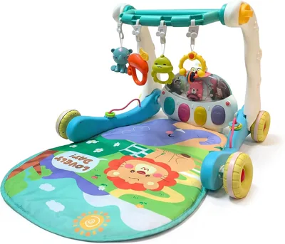 Relaxdays Spelark med Spejler, Räder, Musik & Ligt, Blå | LGBT: 41x58x75 cm, Babygym, Kringl Mat Jungle Best Deal