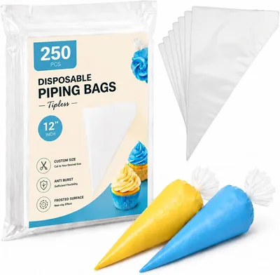 250 Pcs Piping Bags 12 Inch Tipless