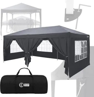 ECD Germany Pavilion 3x6m, vattentäckt trädgardsPavillon, pop-up tent, stabil och vinterhärdig, målat sid