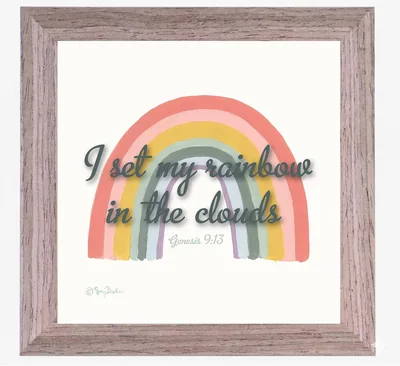 Dicksons 7 x 7 Wood Block Sign - 'I Set My Rainbow in the Clouds', Best Price
