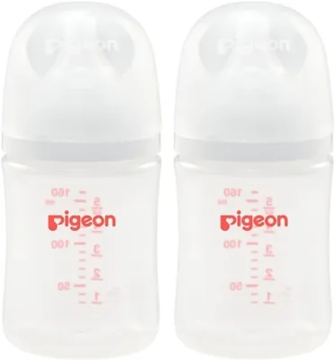 PIGEON SofTouch Biberón para Recién Nacido 0+ Meses con Tetina S, Simula Lactancia Materna, Tecnología Japonesa, Alivia Cólicos