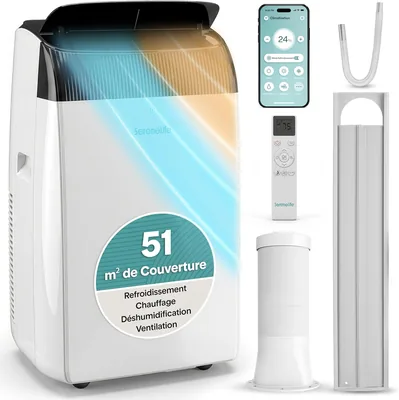SereneLife 12000 BTU WiFi Mobile Air Conditioner avec Évacution, Mode Nuit, Ventilateur et Chauffage - Meilleur Prix