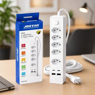 Filtro de Linha 5 Tomadas USB com Proteção Contra Surtos USB-C 2m - Melhor Preço