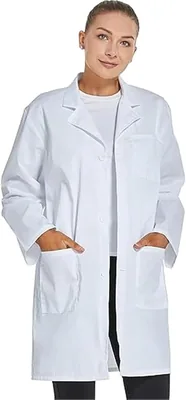 HALAMODO Lab Coat, Long Sleeve White Unisex