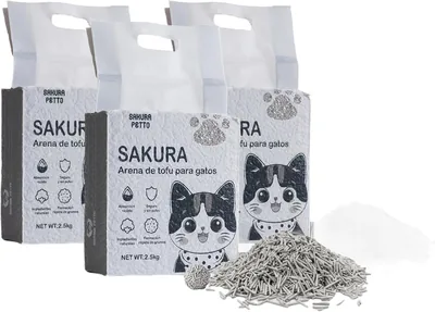 Sakura Petto Arena para Gato de Tofu Carbón Activado - 7.5kg (3 Pack de 2.5kg) | Mejor Precio