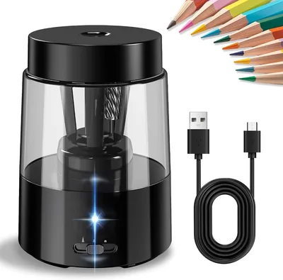 Electric Pencil Sharpener, Rechargeable Automatic with 3 Sharpness Settings