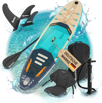Heimfleiss® Inflatable SUP Board | Stand Up Paddling Board mit Sitz & Kajakfunktion | Drop Stitch PVC 320 x 81 (38% Rabatt)